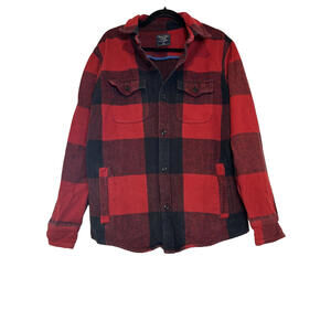 Vintage Abercrombie Fitch sz M black/red plaid flannel heavy shirt/jacket #1907